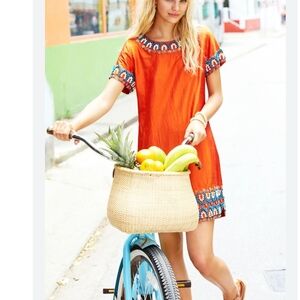Calipso Orange Embroidered Dress